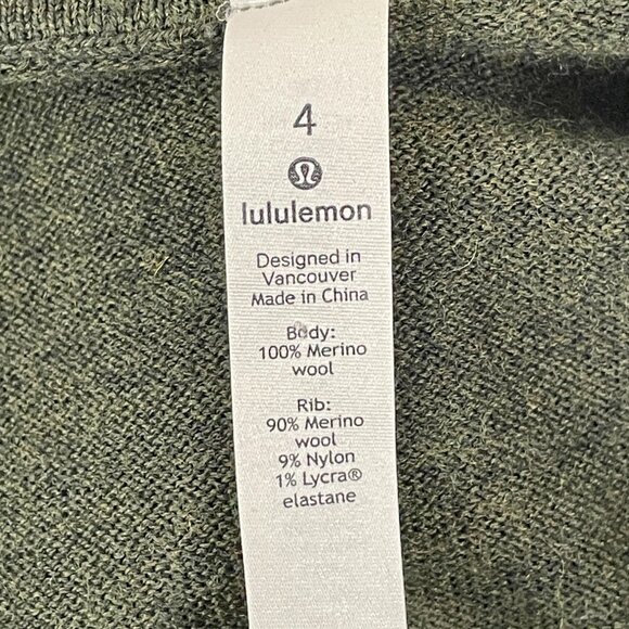 Lululemon Merino Wool Sit In Lotus Wrap II, Heathered Dark Olive, Size 4 - Picture 9 of 9